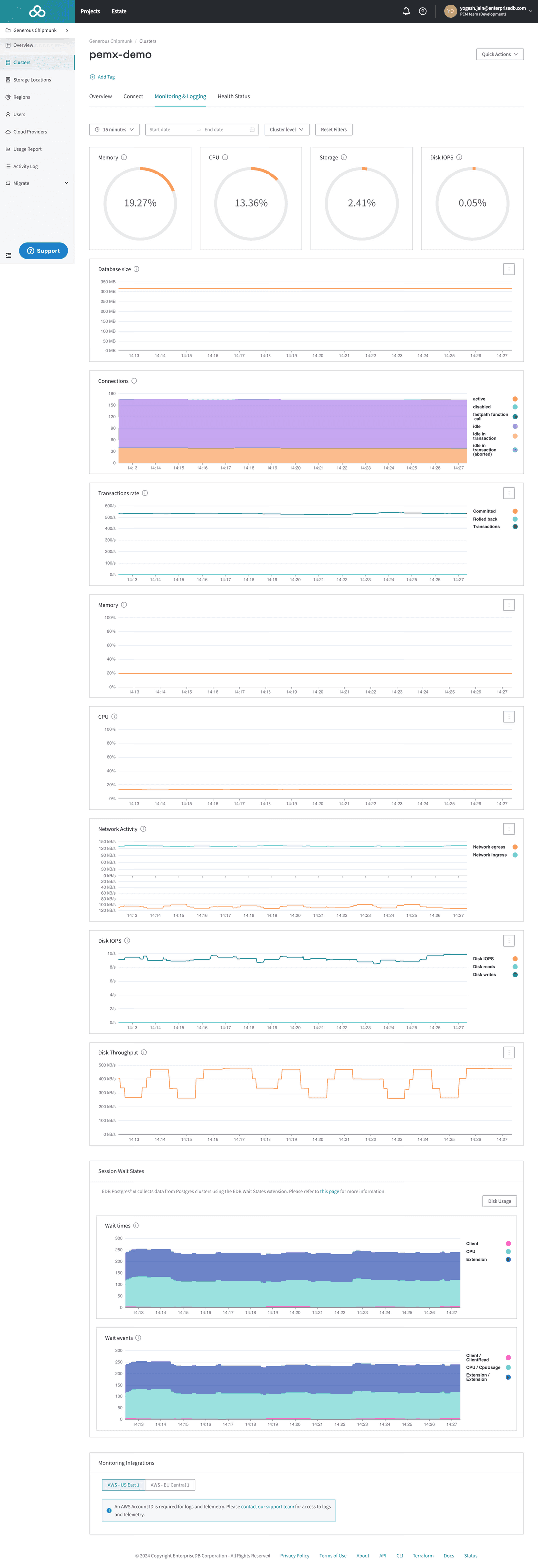 Monitoring and logging tab